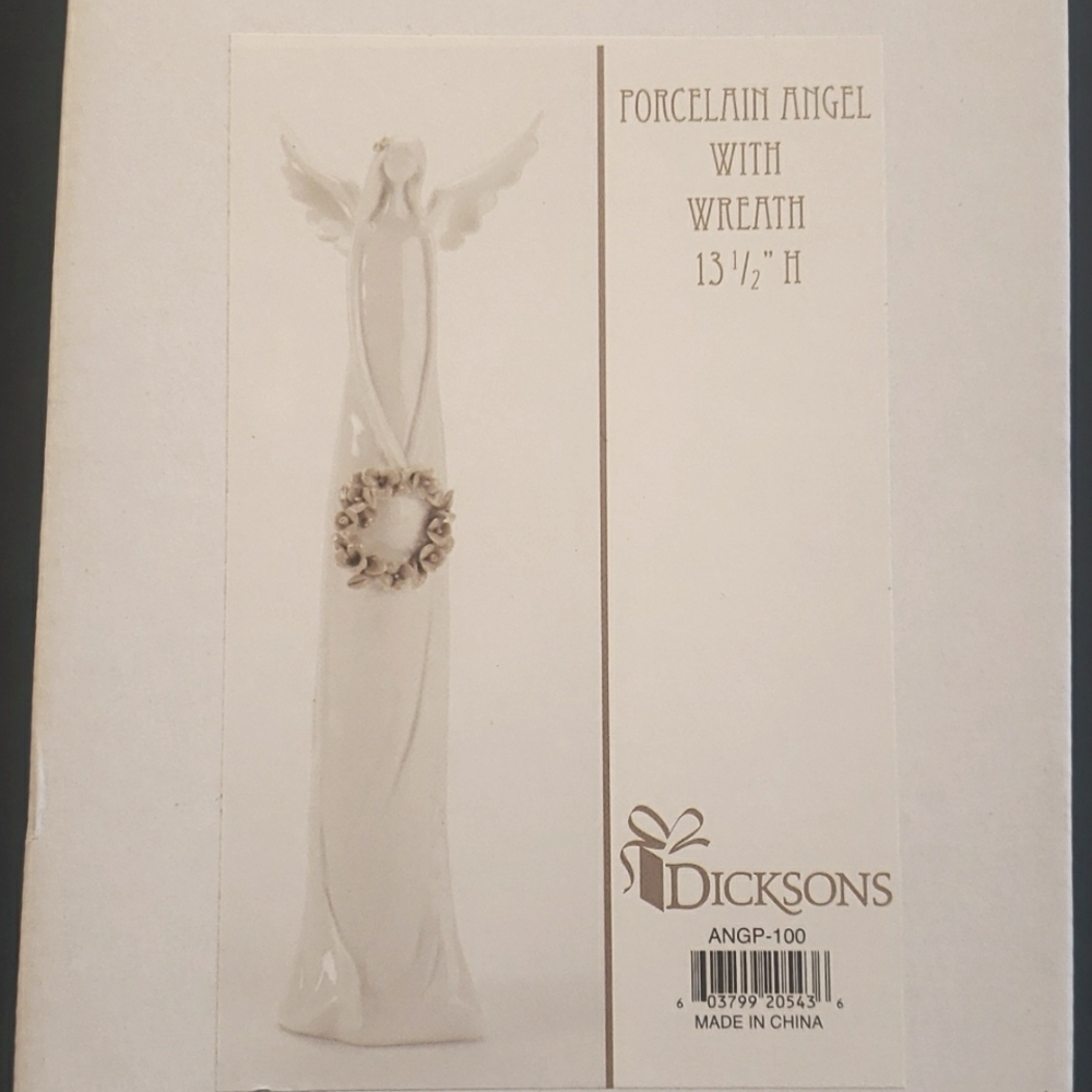 NWT Dicksons Porcelain Angel with Wreath
